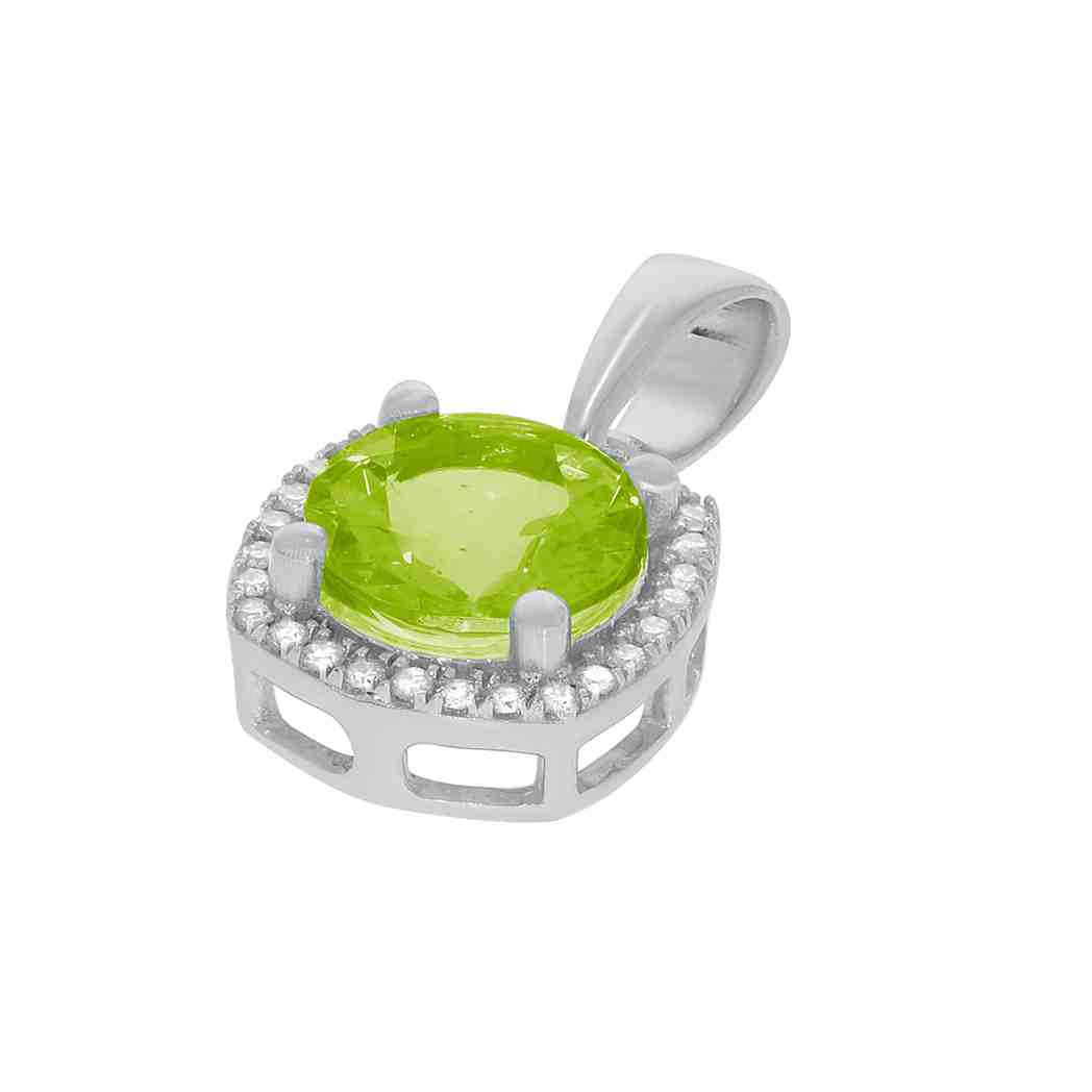 Peridot and Diamond Halo Stud Pendant PD31345A PERIDOT